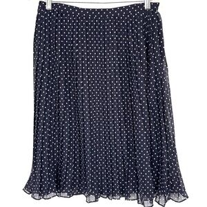 Evan-Picone Polka Dot Skirt 10P Navy Blue Voile Pleated Skirt Kentucky Derby